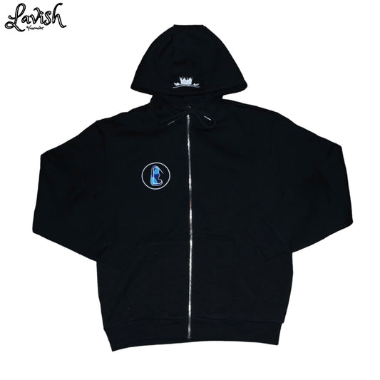 Lavish “Black Embroidered Zip-Up Hoodie”