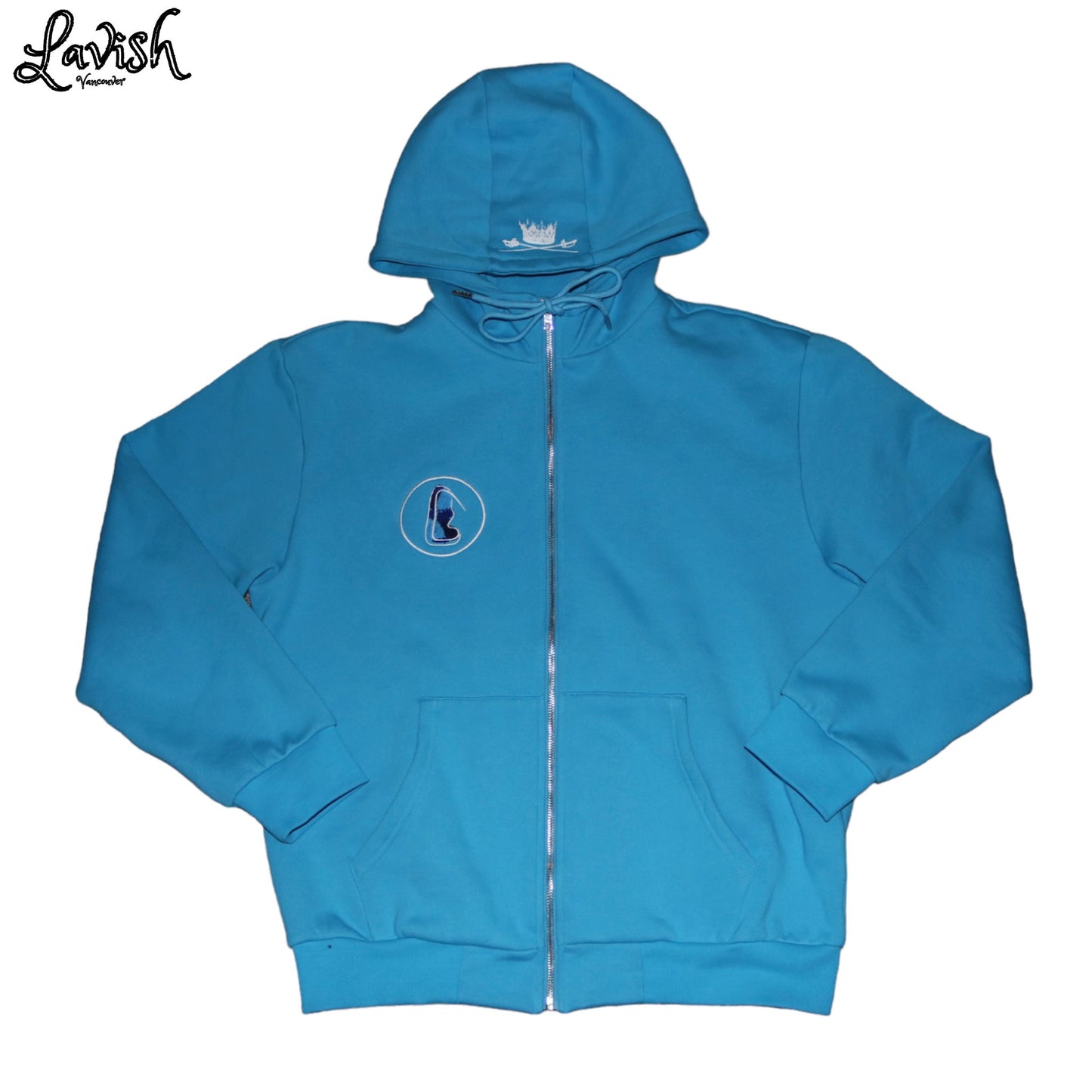 Lavish “Aqua Embroidered Zip-Up Hoodie”